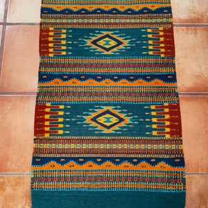 Authentic Zapotec Rug ( Velas y Diamantes ) *Traditional Design* 100%Wool & Organic Dyes. 24"in W x 39"in L.