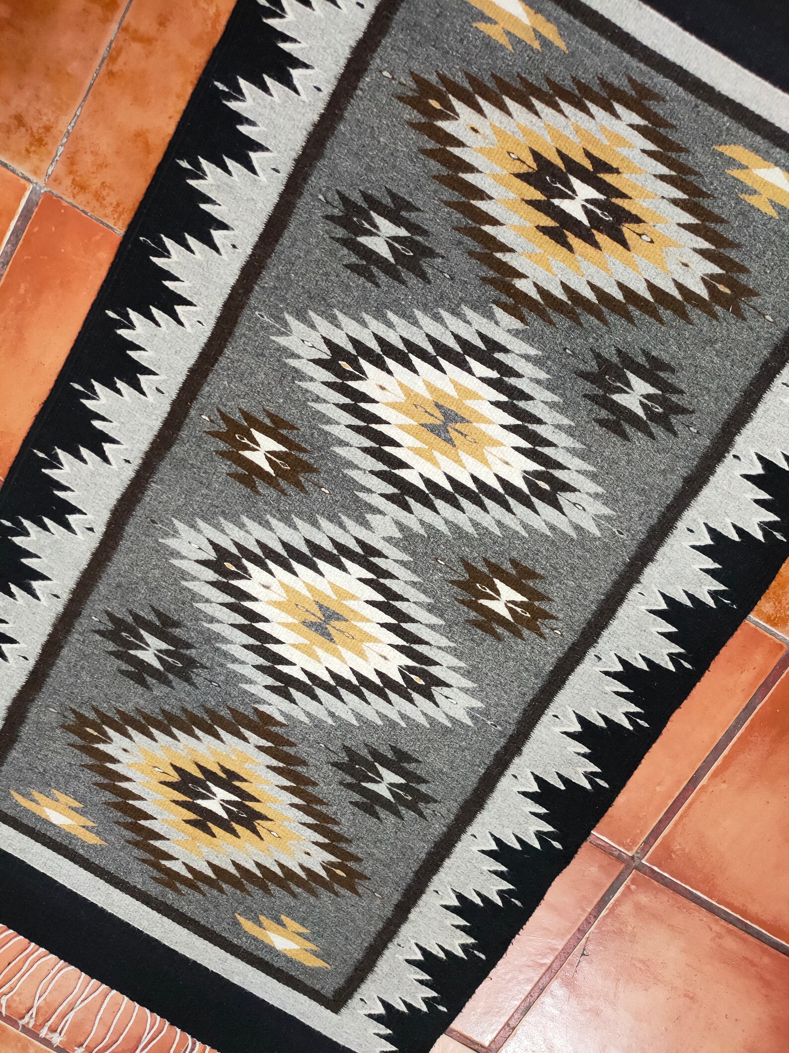 Zapotec Rug (agave and Diamonds) Traditional Pattern. 100% Sheep Wool ...