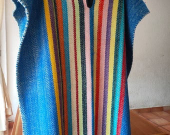 Authentic Zapotec Ponchos ( one Size Adult ) *Unisex* 100% Wool and Natural Dyes. 35"inW x 39"inL.