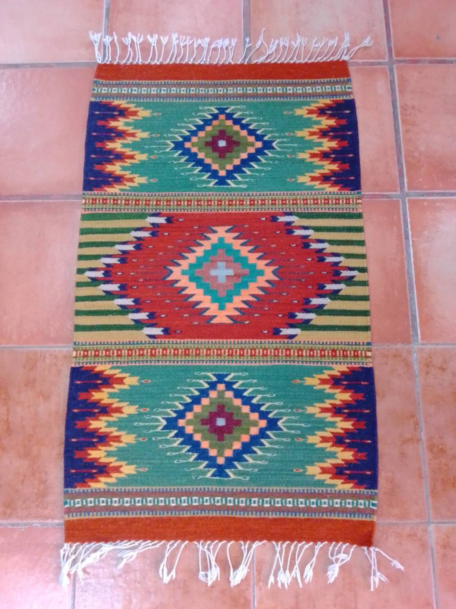 Authentic Zapotec Rug Agave patterns 100 Wool and Natural Etsy