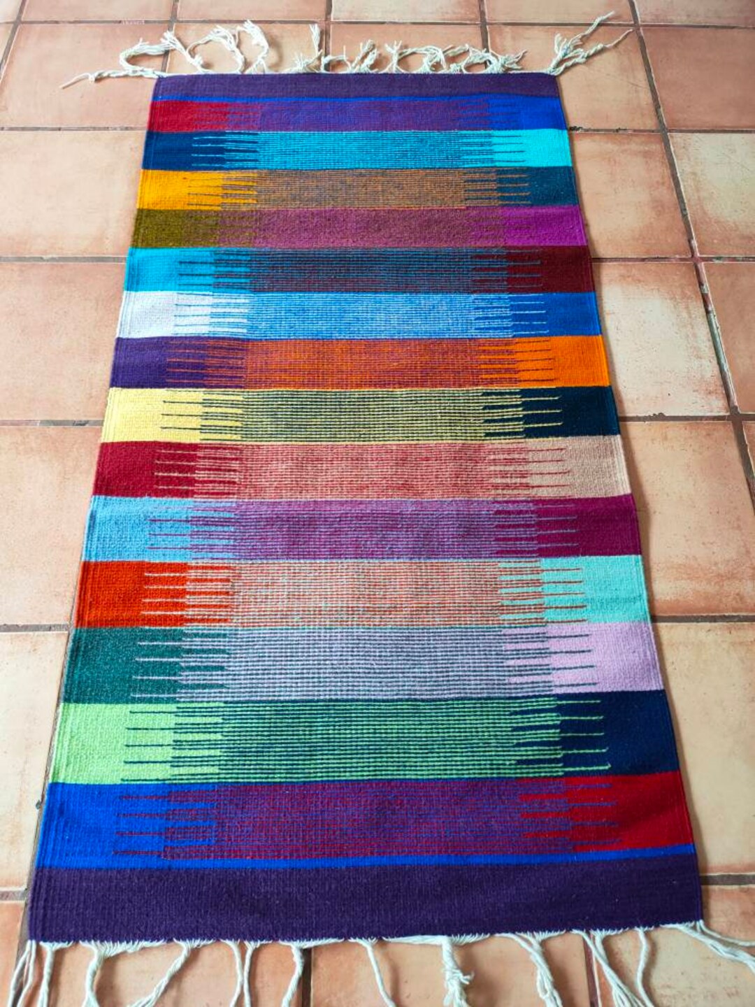 Authentic Zapotec Rug Moderno arcoiris 100 Wool and Etsy