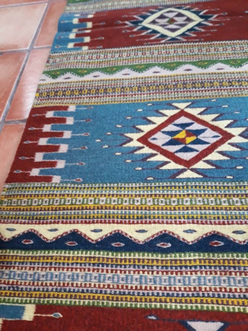 Authentic Zapotec Area Rug Traditional Pattern Velas Etsy