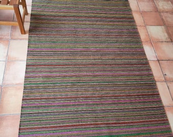Zapotec-Teppich (Regenbogen) /Arcoiris/ Modernes Muster.  100 % Criollo-Wolle. 63 Zoll B x 102 Zoll L.