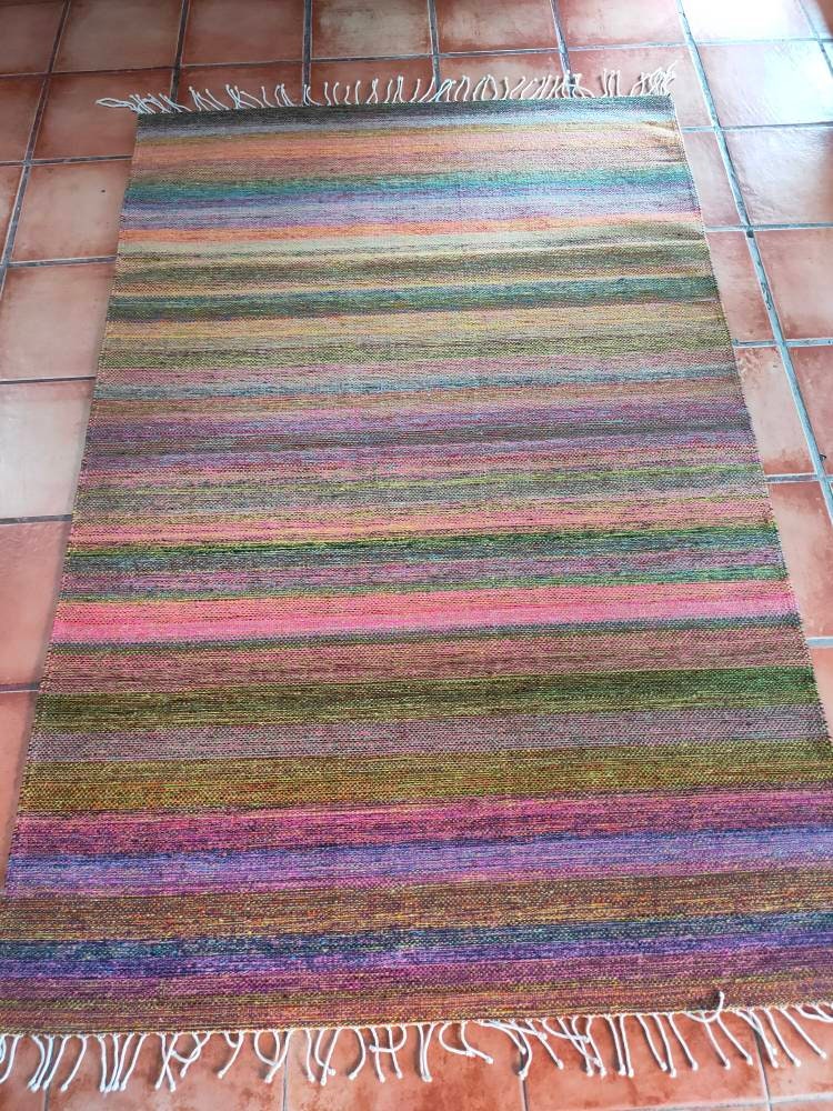 Authentic Zapotec Rug (Rainbow) *Modern pattern* 100% Wool and Natural Dyes. 52"in W x 79"in L.