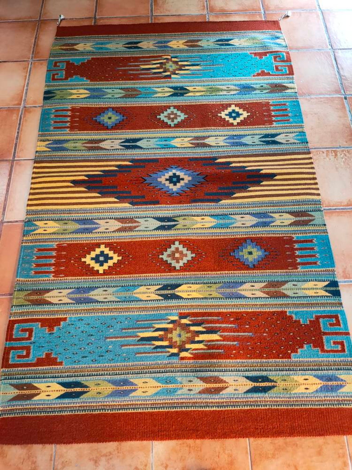 Authentic Zapotec Area Rug Grecas y Diamantes Zapotecos Etsy