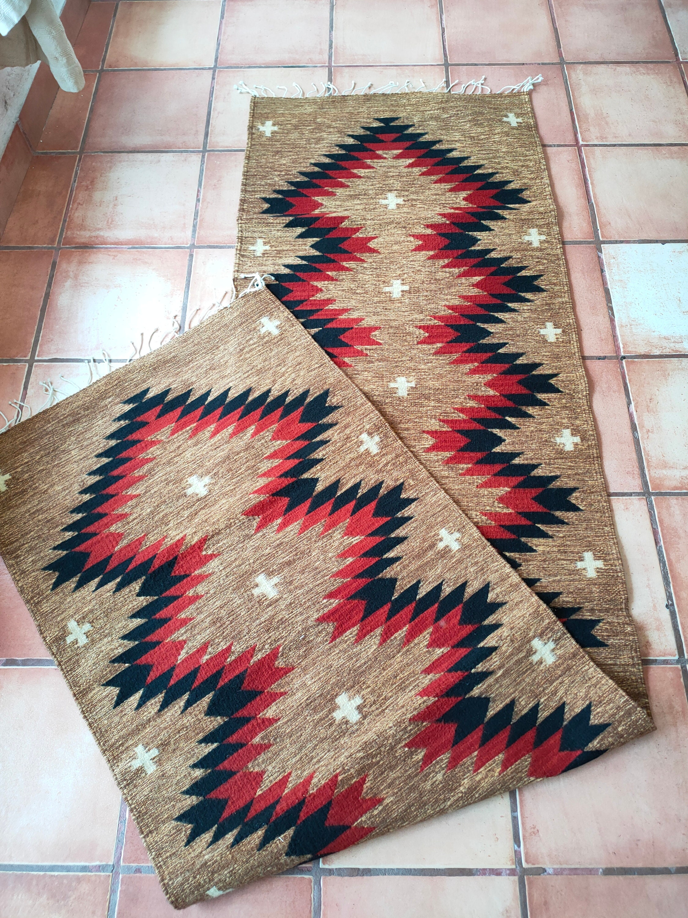 Authentic Zapotec Rug Diamante Zapotec traditional Pattern 100% Wool ...