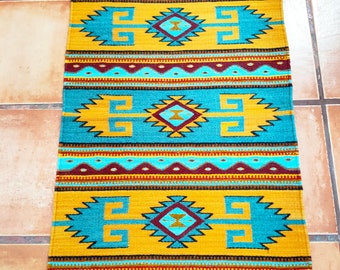 Authentic Zapotec Rug ( Candles and Diamonds ) *Traditional pattern* 100% Sheep Wool and Natural Dyes. 24"in W x 39"in L.