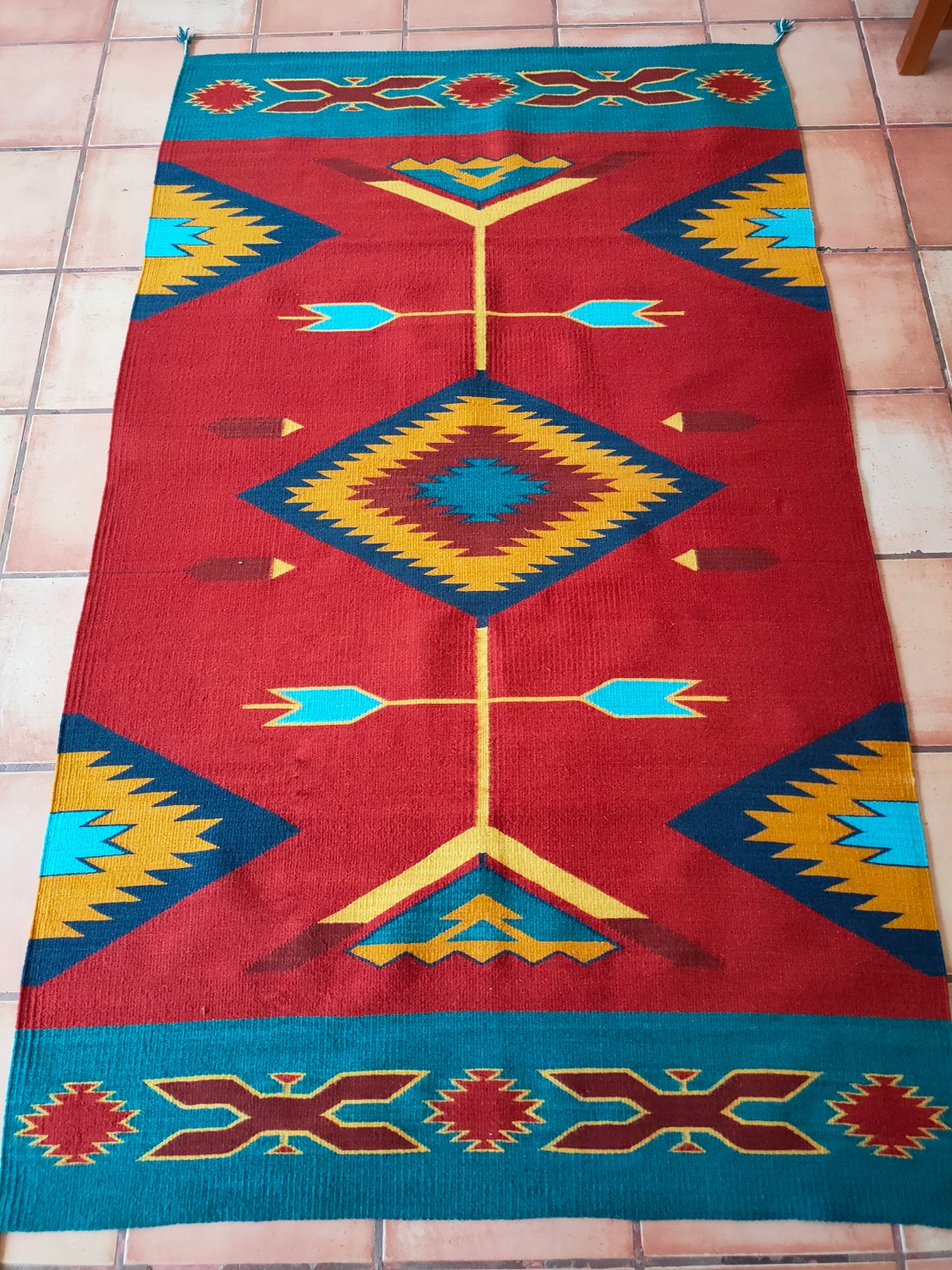 Authentic Zapotec Area Rug ( Grecas Y Diamantes Zapotecs ) Old ...