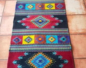 Authentic Zapotec Rug ( Velas y Diamantes ) *Traditional Design* /Diamonds & Candles/ 100% Sheep Will and Natural Dyes. 32"in W x 59"in L.