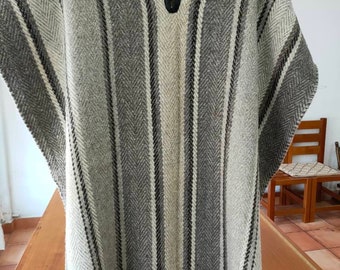 Authentic Zapotec Ponchos (One Size Adult) *Unisex* 100% Neutral Sheep Wool. 35&quot;in W x 39&quot;in L.