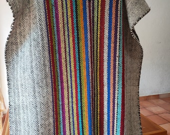 Authentic Zapotec Ponchos ( one Size Adult ) *Unisex* 100% Wool and Natural Dyes. 35"inW x 39"inL.