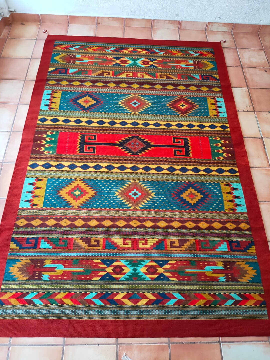 Authentic Zapotec Area Rug Monte Albán 100 Sheep Wool and Etsy