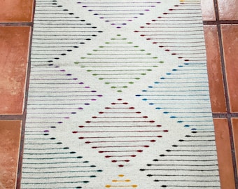 Authentic Zapotec Rug ( Lluvias ) 100%Wool & Organic Dyes. 24"in W x 39"in L.