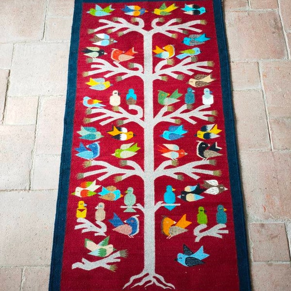 Authentic Zapotec Wall Hanging ( Tree Of Life )  100% Sheep Wool and Natural Dyes. 32"in W x 60"in L.