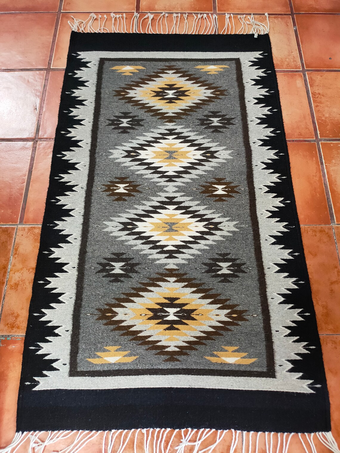 Zapotec Rug (agave and Diamonds) Traditional Pattern. 100% Sheep Wool ...