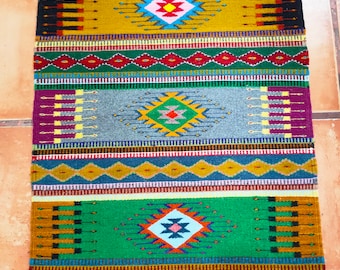 Authentic Zapotec Rug ( Velas y Diamantes ) *Traditional pattern* 100% Sheep Wool and Natural Dyes. 24"in W x 39"in L.