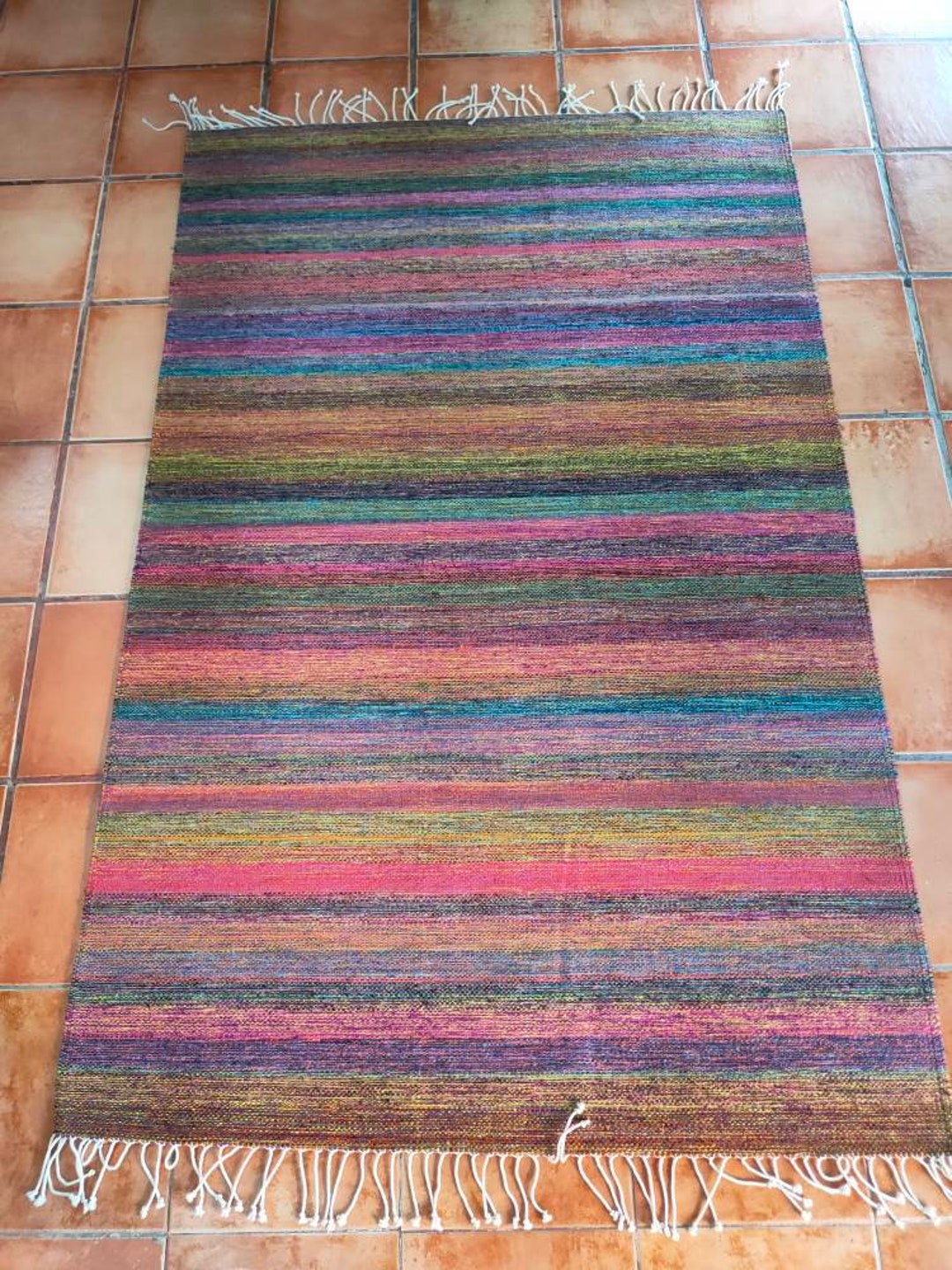 Authentic Zapotec Rug (rainbow) *modern Patterns* 100% Wool and Natural ...