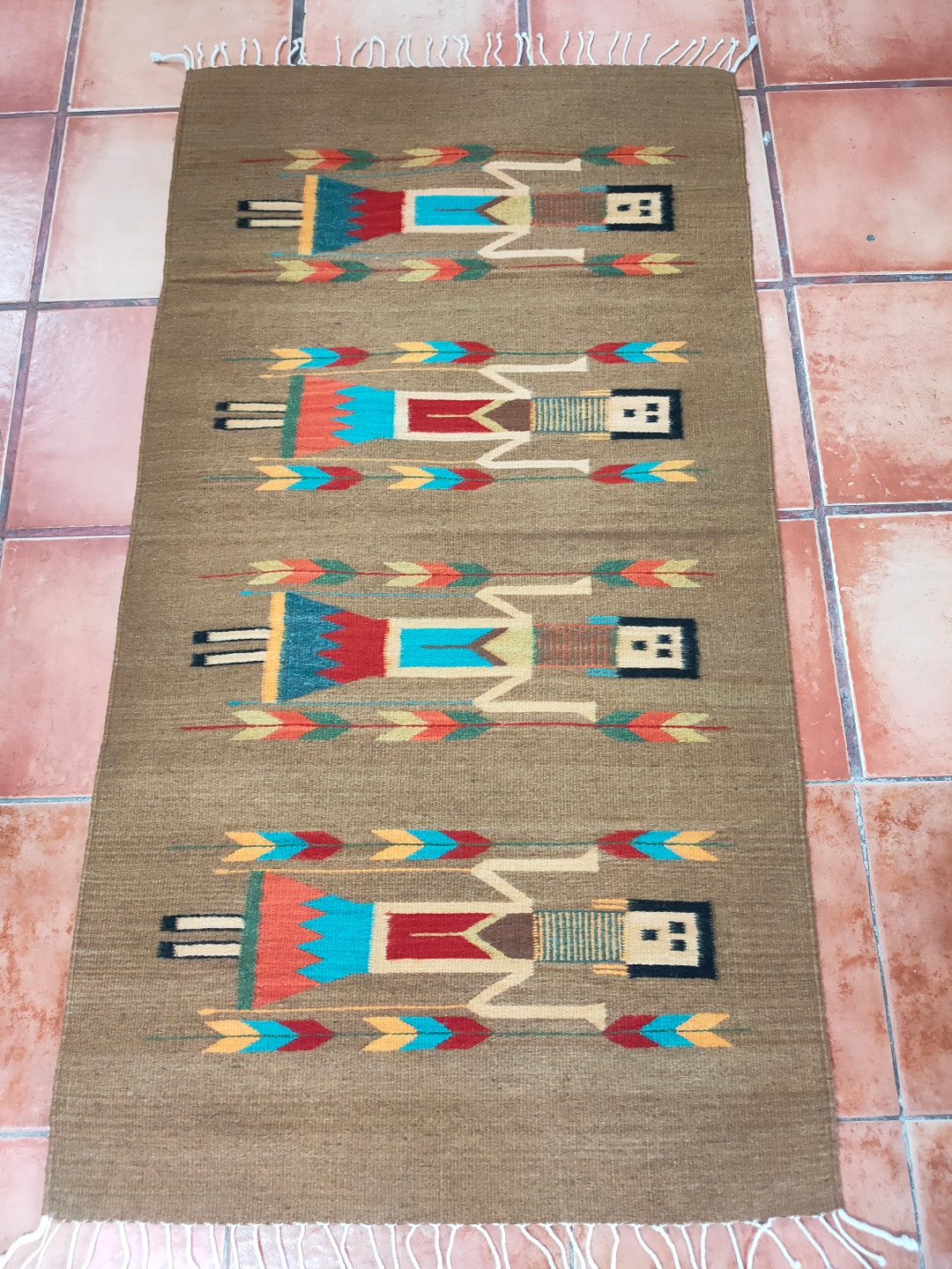 Authentic Zapotec Rug (women of Milpa) Traditional Pattern. 100% Alpaca ...