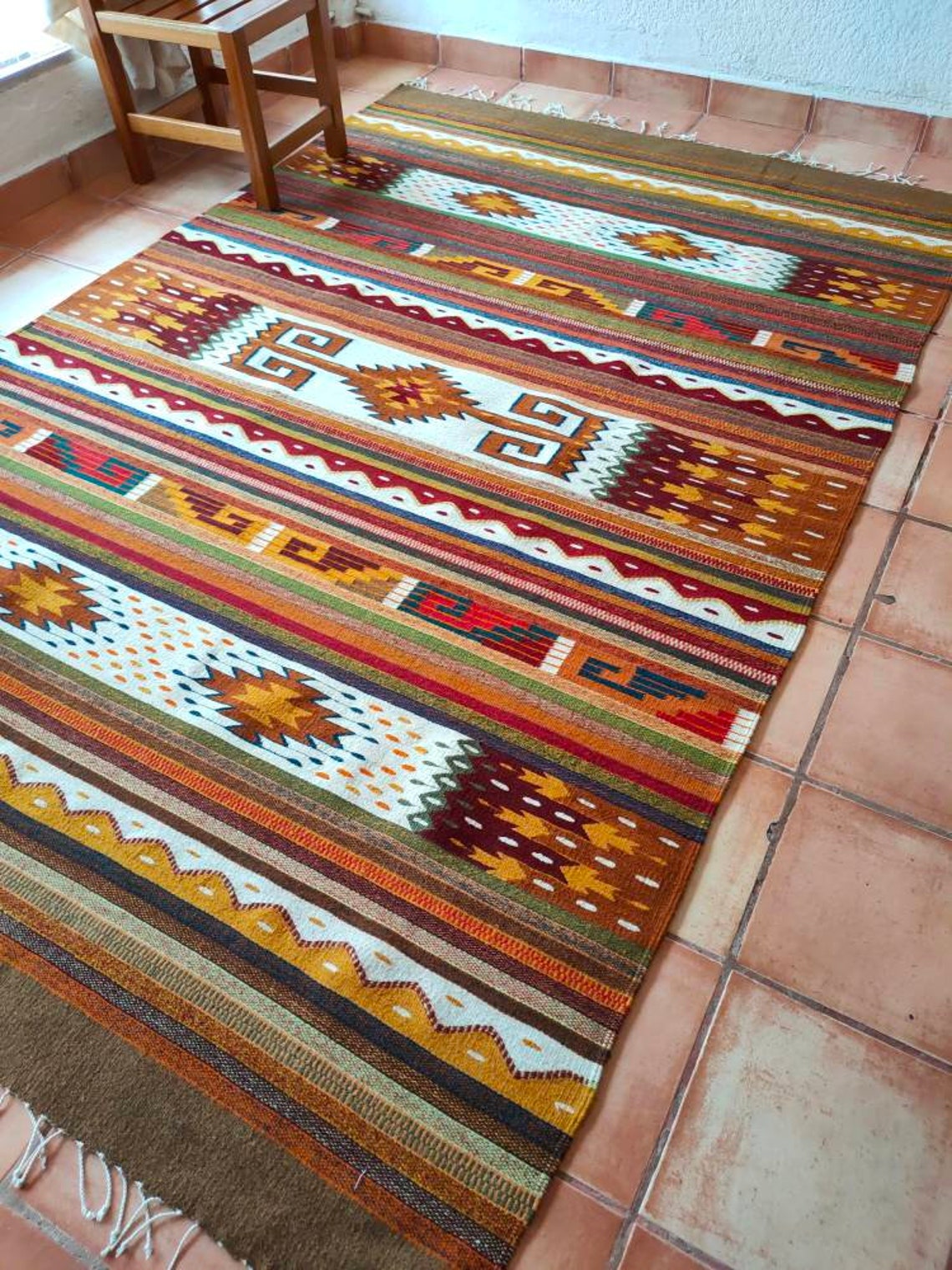 Authentic Zapotec Area Rug Montealban traditional Design Etsy
