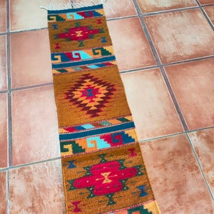 Authentic Zapotec Runner (Diamonds and Grecas) * Zapotec Diamonds* 100% Sheep Wool and Natural Dyes. 13"in W x 39"in L.
