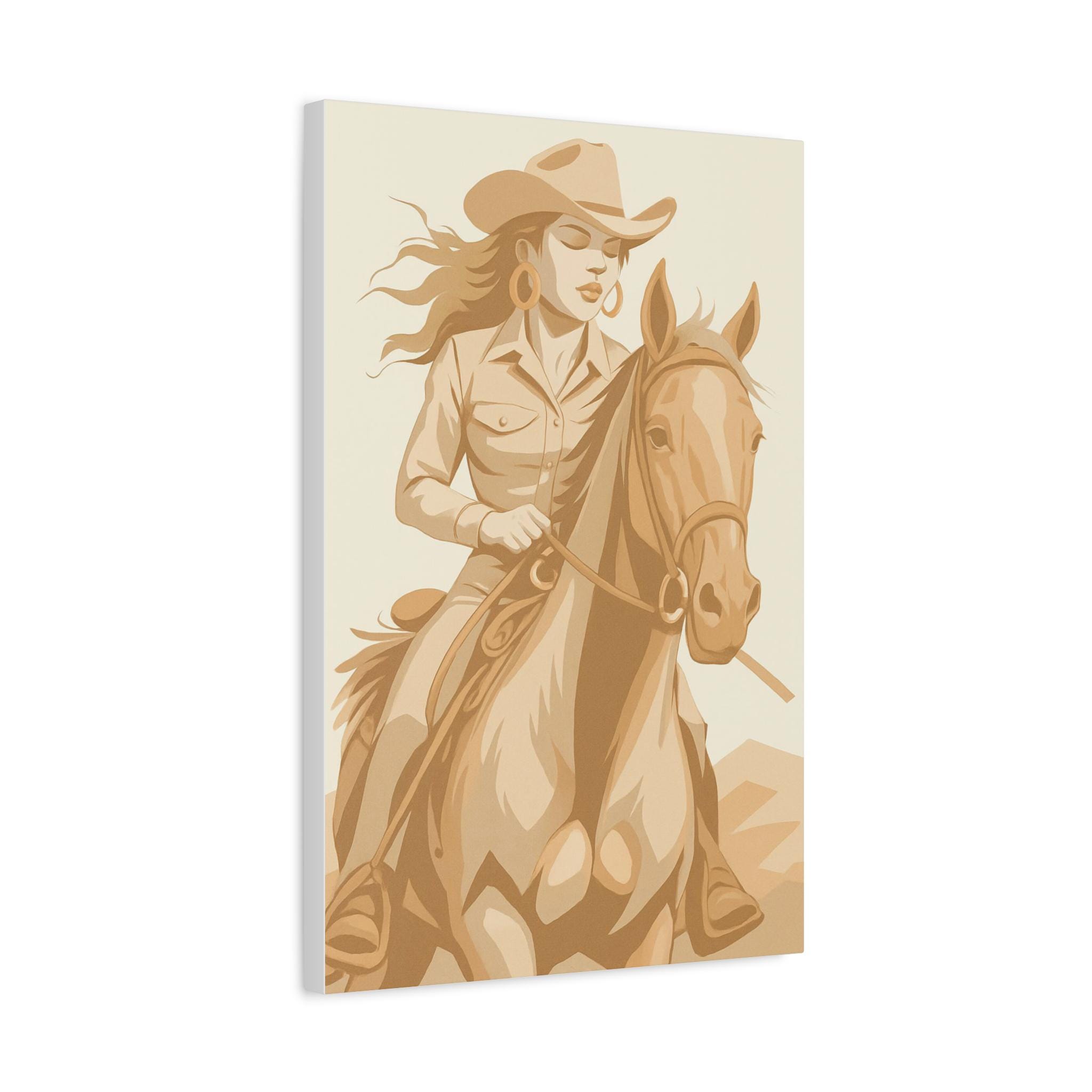 Rustic Western Horse Canvas Art, Ideal for Cowgirl Decor