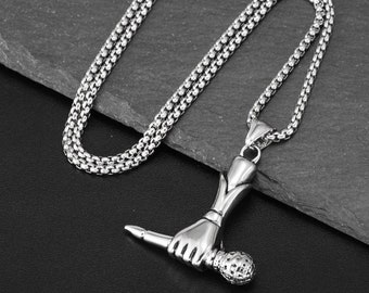 Microphone Mic in Hand Necklace
