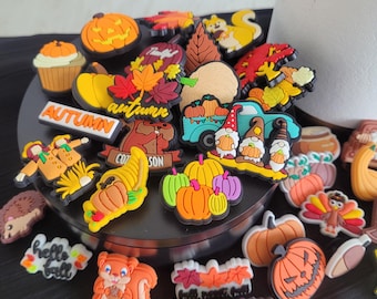 8 pack Fall Charms, Autumn Charms, Shoe Accessories, Shoe Charms, Charms, Adult Charms, Kids Charms, Thanksgiving Charms