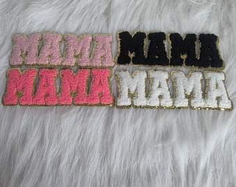 Mama Chenille Patch Iron On, Varsity Letter, Pink Patch, DIY Apparel Accessory