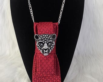 Handcrafted Necktie Brooch Necklace, Women's Necktie