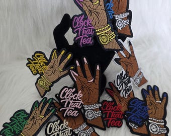 Clock That Tea Iron-On Patch Trendy Embroidered Patch