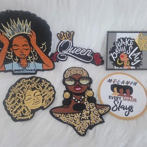 Assorted Embroidered Black Girl Iron-On Patches