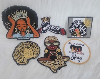 Assorted Embroidered Black Girl Iron-On Patches