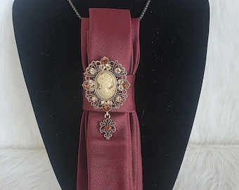 Handcrafted Necktie Brooch Necklace, Women's Necktie