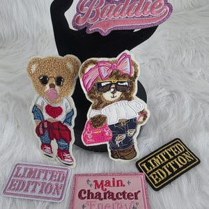 Embroidered Iron-On Patches, Trendy Phrase Patches, Mini Bear, DIY Accessories for Jackets and Backpack