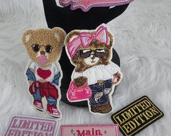 Embroidered Iron-On Patches, Trendy Phrase Patches, Mini Bear, DIY Accessories for Jackets and Backpack