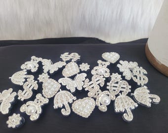 9 Pack Silver Rhinestone and Pearl Shoe Charms, Croc Charms, Adult Shoe Charms, Bling Shoe Accessories