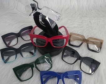 Oversized Cat Eye Glasses, Retro Fashion Frames, Vintage Style Eyewear, Assorted Colors