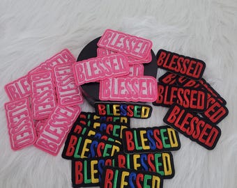 Blessed Embroidered Iron-On Patch: Faith Inspiration, 3.27&quot; x 1.57&quot;