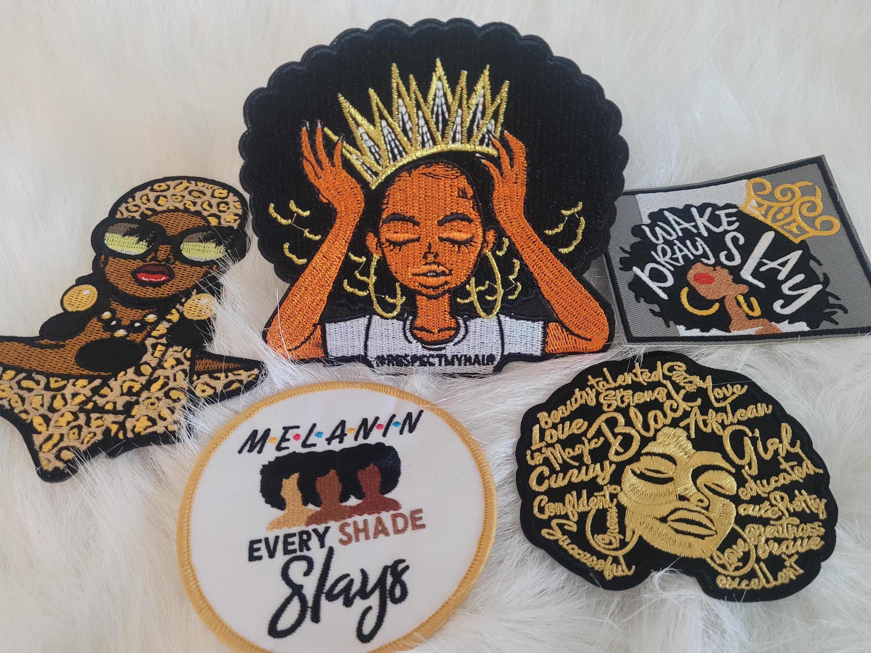Assorted Embroidered Black Girl Iron-On Patches