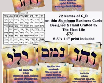TORAH/DIGITAL Art - 72 Names of God on Aluminum Business Cards