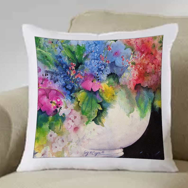 Print PILLOW SHAM Hand Sewn 8 Different Original Watercolor Hand Painted Both Sides
