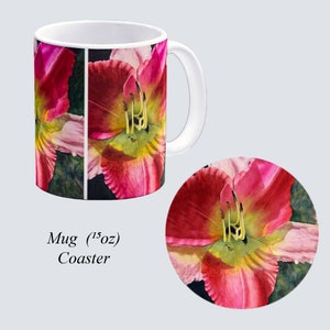 MUG & COASTER Sublimated with Original Hand Painted Watercolors Le Fleur #4