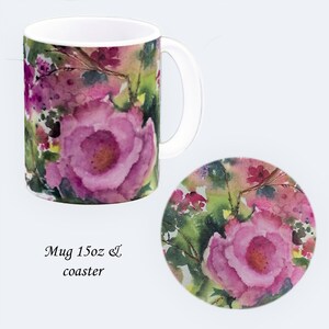 MUG & COASTER Sublimated with Original Hand Painted Watercolors Song Songs #3