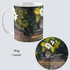 MUG & COASTER Sublimated with Original Hand Painted Watercolors Hideaway #13