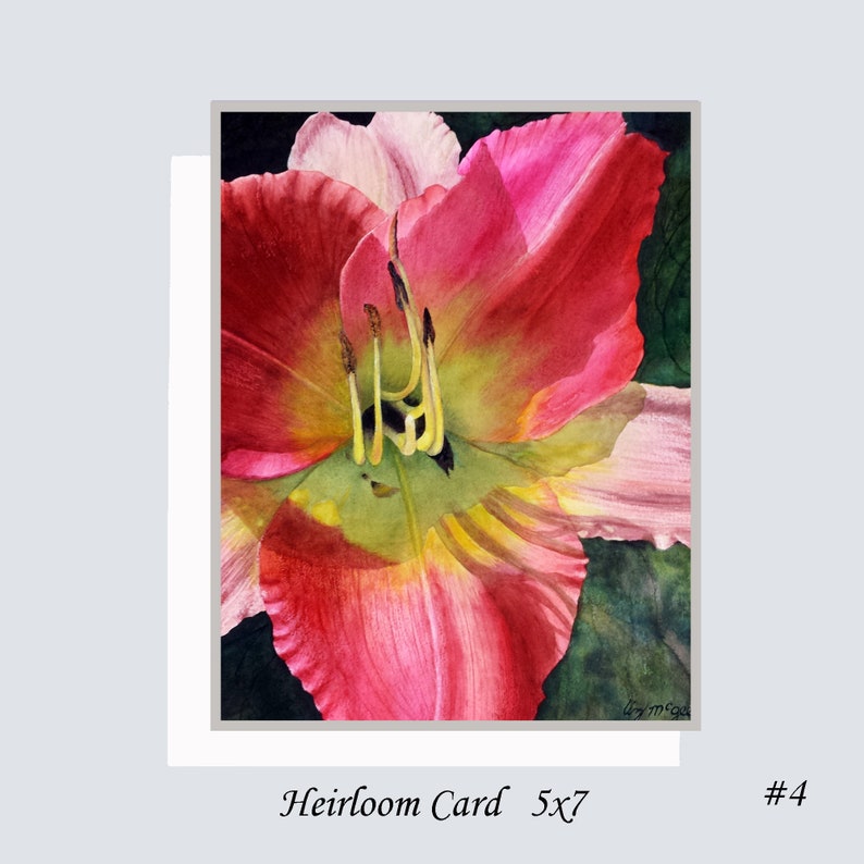 HEIRLOOM CARDS 5x 7 Choose from 15 Designs of Original Watercolor Art Le Fleur