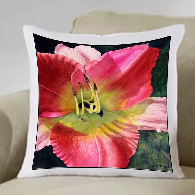 PILLOW SHAM / Hand Sewn / 8 Different Original Hand Painted Watercolor Print Both Sides image 4