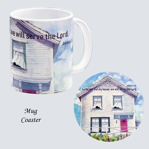 MUG & COASTER Sublimated with Original Hand Painted Watercolors My House #11