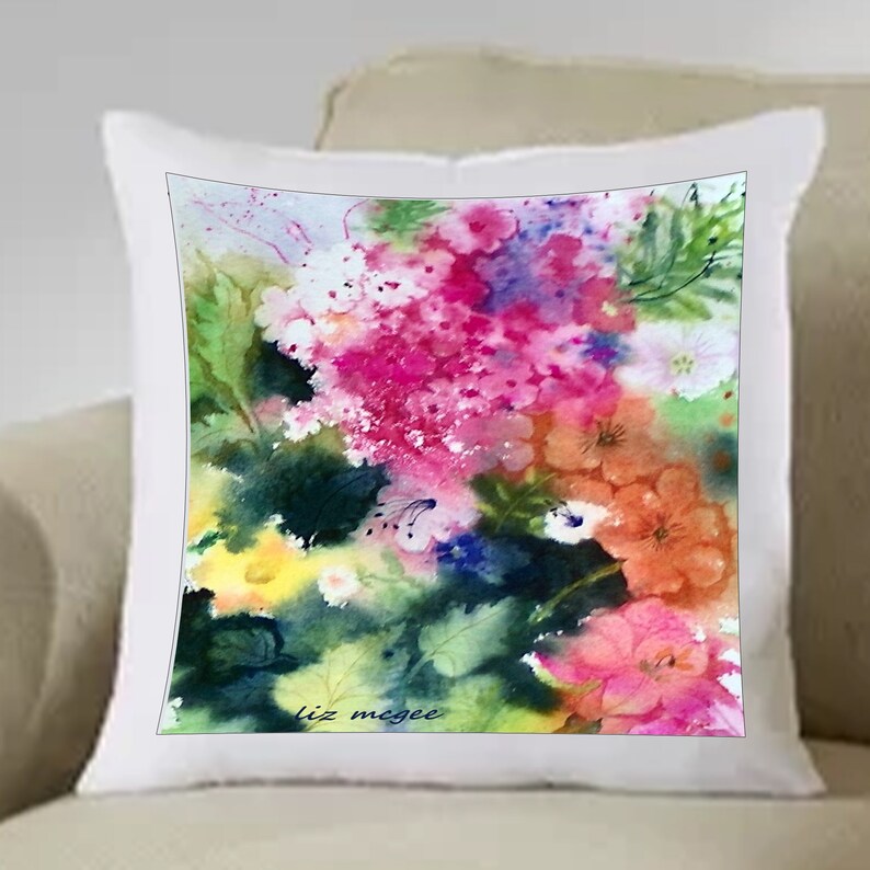 PILLOW SHAM / Hand Sewn / 8 Different Original Hand Painted Watercolor Print Both Sides image 7