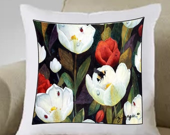 PILLOW SHAM / Hand Sewn / 8 Different - Original - Hand Painted - Watercolor - Print - Both Sides