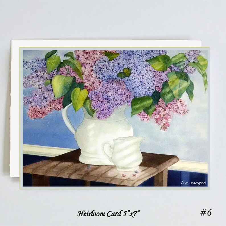 HEIRLOOM CARDS 5x 7 Choose from 15 Designs of Original Watercolor Art Spring Lilacs